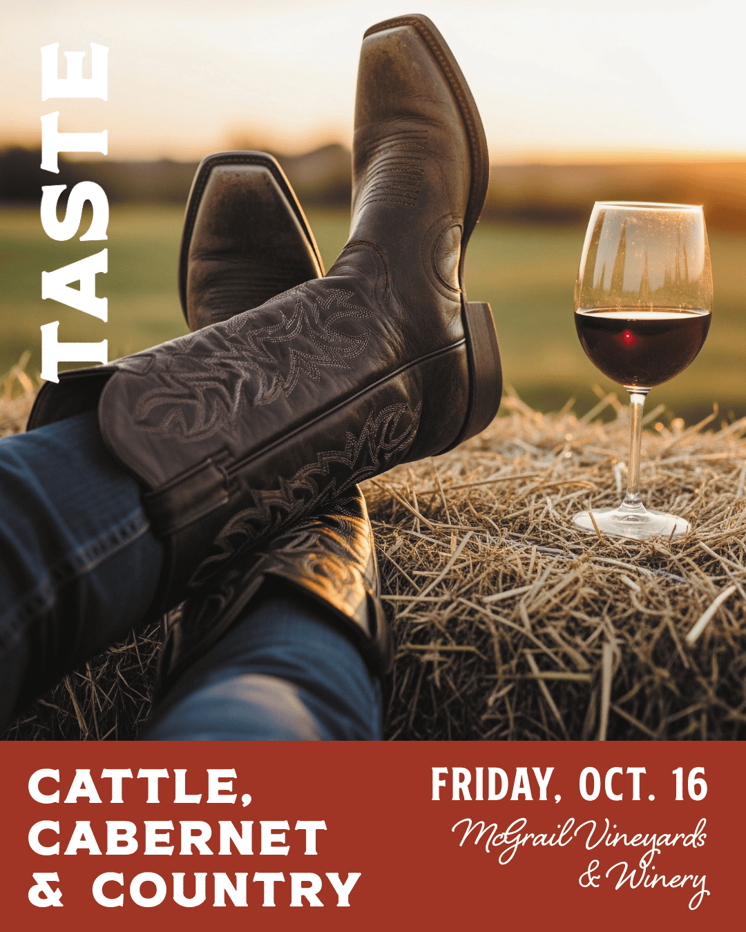 Cattle, Cabernet & Country flyer advertisement.